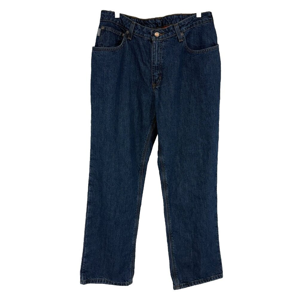 Carhartt Women 14 Relaxed Fit Jean Flannel Lined Denim Straight Leg Warm Chore